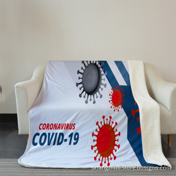 COVID-19 print custom double flannel fleece blanket